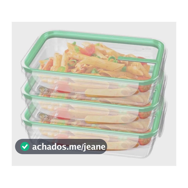 Kit 3 Potes Herméticos Plástico Sanremo Freshy 820ml Transparente