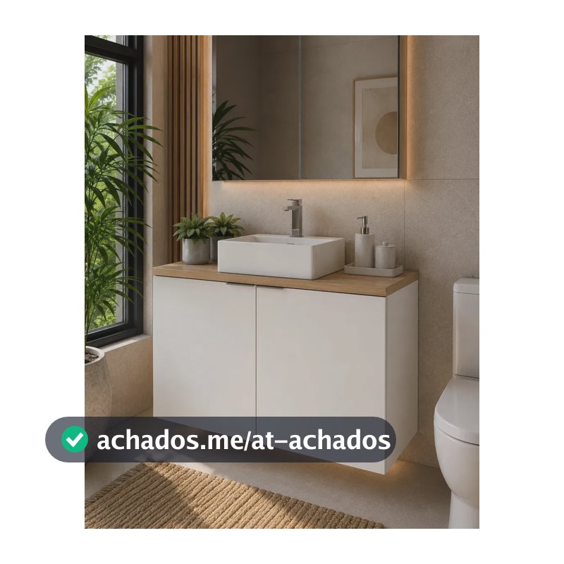 Armário de Banheiro Aéreo Estilare Nature Branco e Carvalho 90cm