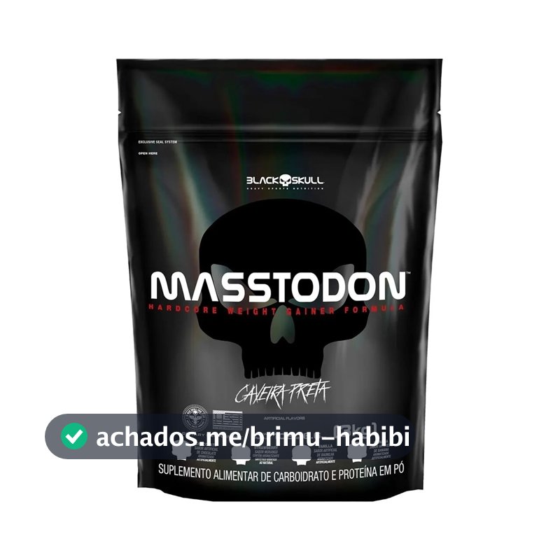 Refil Hipercalórico Masstodon Gainer 3kg Black Skull Sabor Morango
