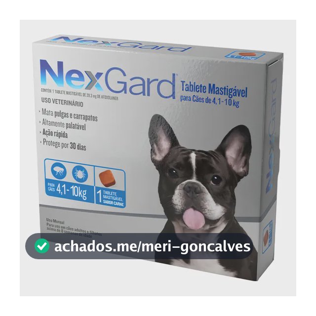 NexGard Para Cães de 4 a 10 Kg com 1 comprimido Contra Pulgas e Carrapatos