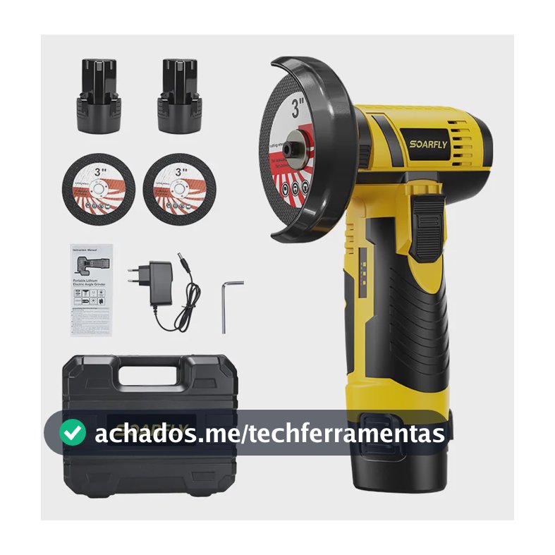 Esmerilhadeira Angular Lixadeira Portátil Sem Fio 2bateria Amarelo 127/220v
