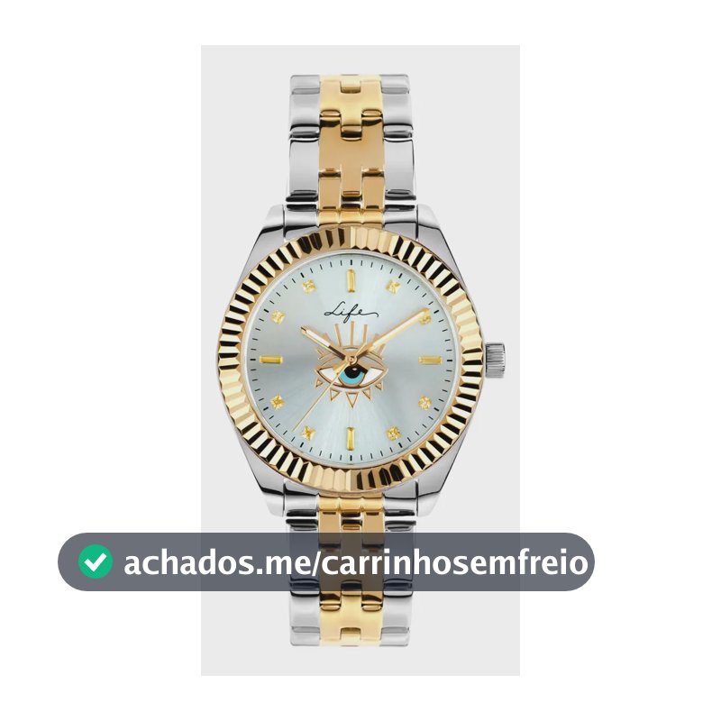 Relógio Life Feminino Olho Grego Em Aço Prateado E Dourado Prata E Dourado Azul