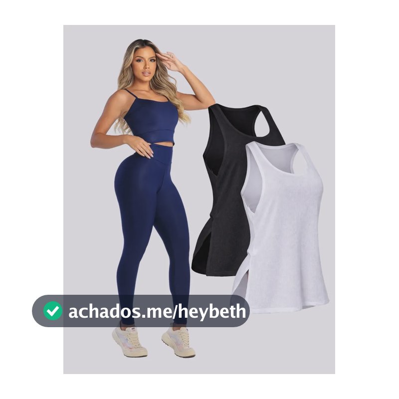 Roupa Fitness Feminina Legging Top Com Regatão Treino Azul-marinho Gg