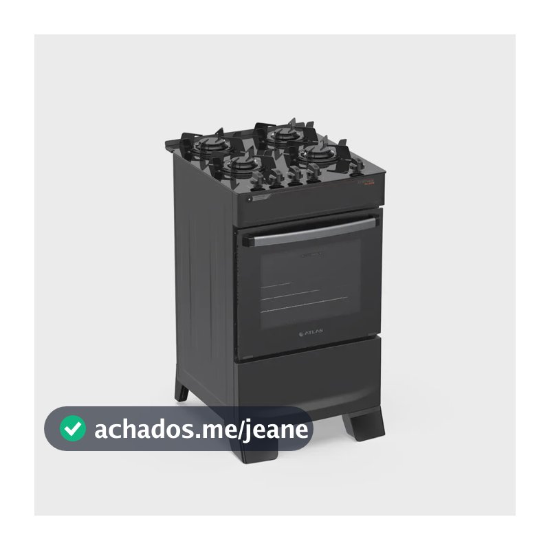 Fogão 4 Bocas Atlas Atenas Com Mesa De Vidro A Gás Acendimento Automático Preto Bivolt