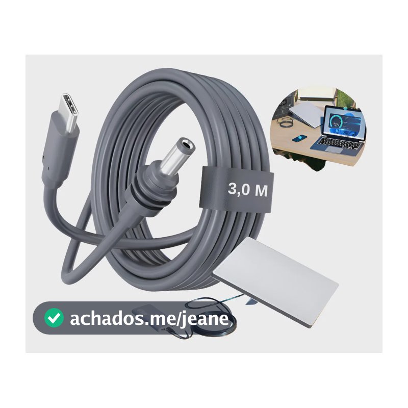 Cabo Para Starlink Mini Usb-c Tipo C Com 3 Metros Para Power Bank Carregador Portátil Veicular Carro Acendedor Cinzeiro A Prova D'água Cabo De Alimentação 100w Cor Cinza Escuro Ice Coorel