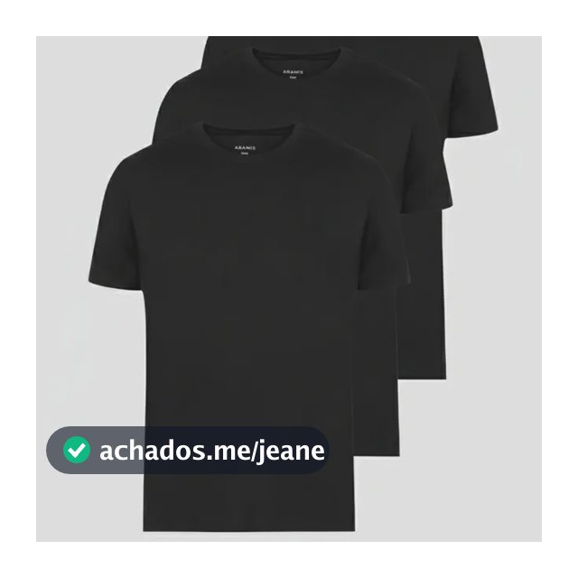 Kit 3  Camiseta Aramis Manga Curta New Basic Preto