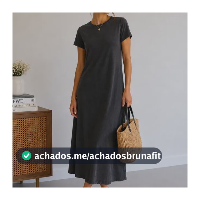 Vestido Camisetão Midi Básico Manga Curta