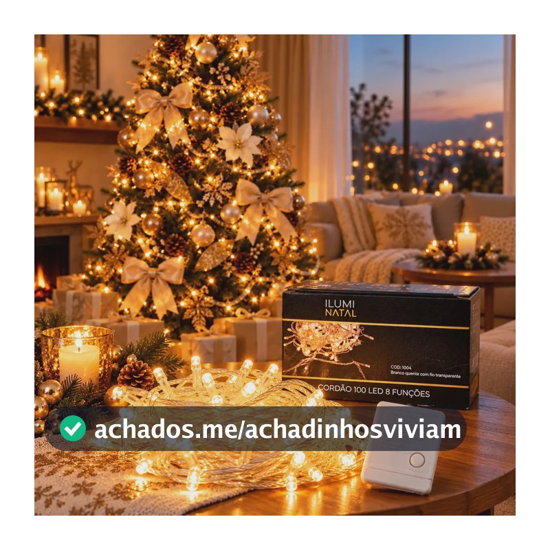 Cordão Pisca Pisca Lph 10 Metros 100 Leds Fio Transparente 8 Funções Cordão de Luzes Para Árvore de Natal Luz Decoração Interna Sala Quarto Mesa de Jantar Natalina Cor Das Luzes Branco Quente 110