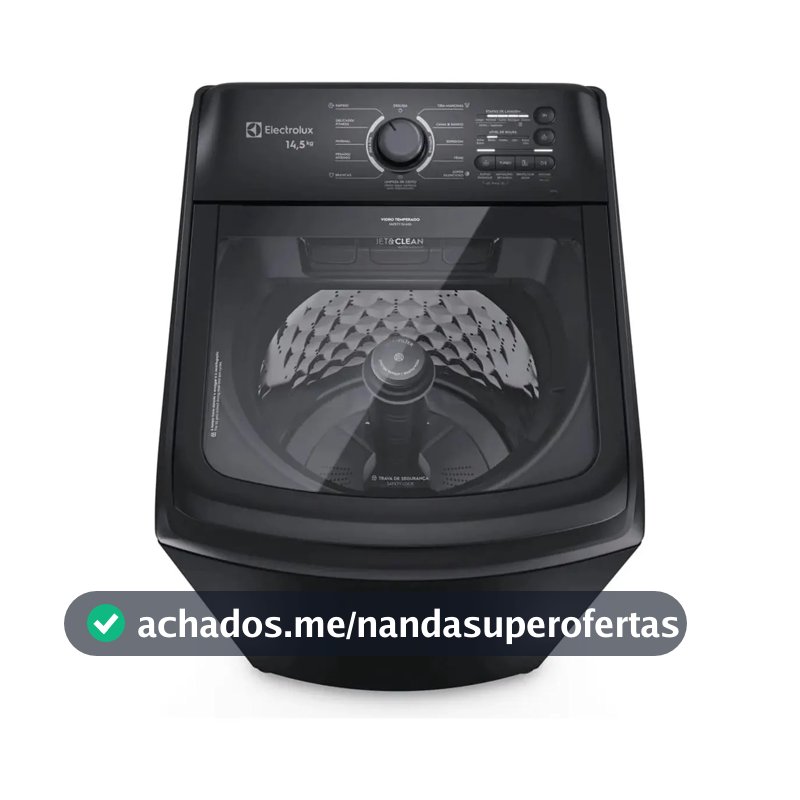 Máquina De Lavar Electrolux 14,5kg Cesto Inox Lep15 Preto