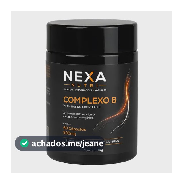 Complexo B Nexanutri B1 B2 B3 B5 B6 B7 B9 B12 60 Caps 500mg Sem Sabor