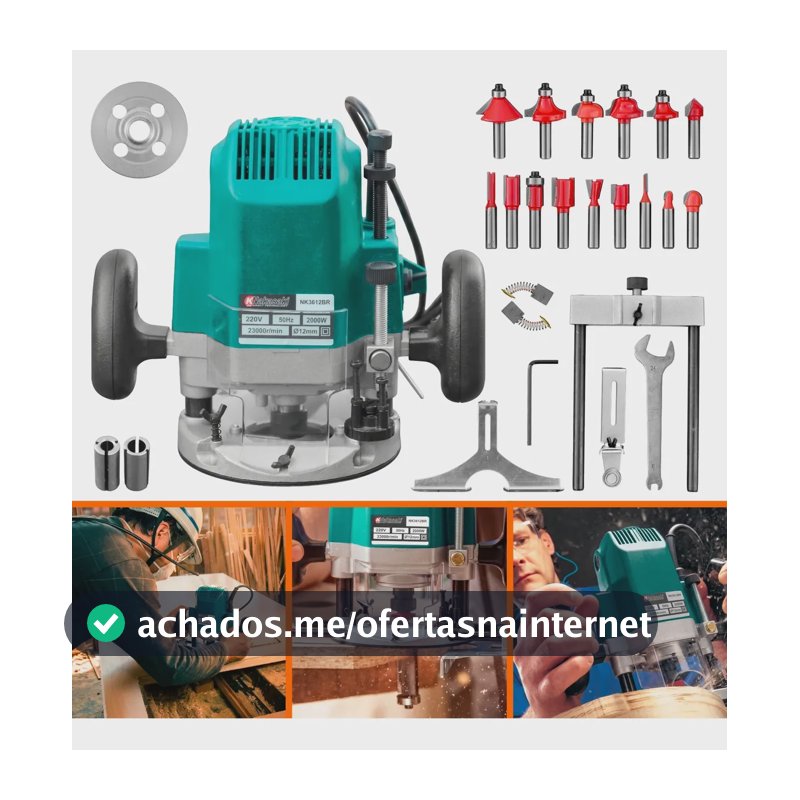 Tupia Manual Coluna 2000w 12mm P/ Marcenaria Com Fresas 110v