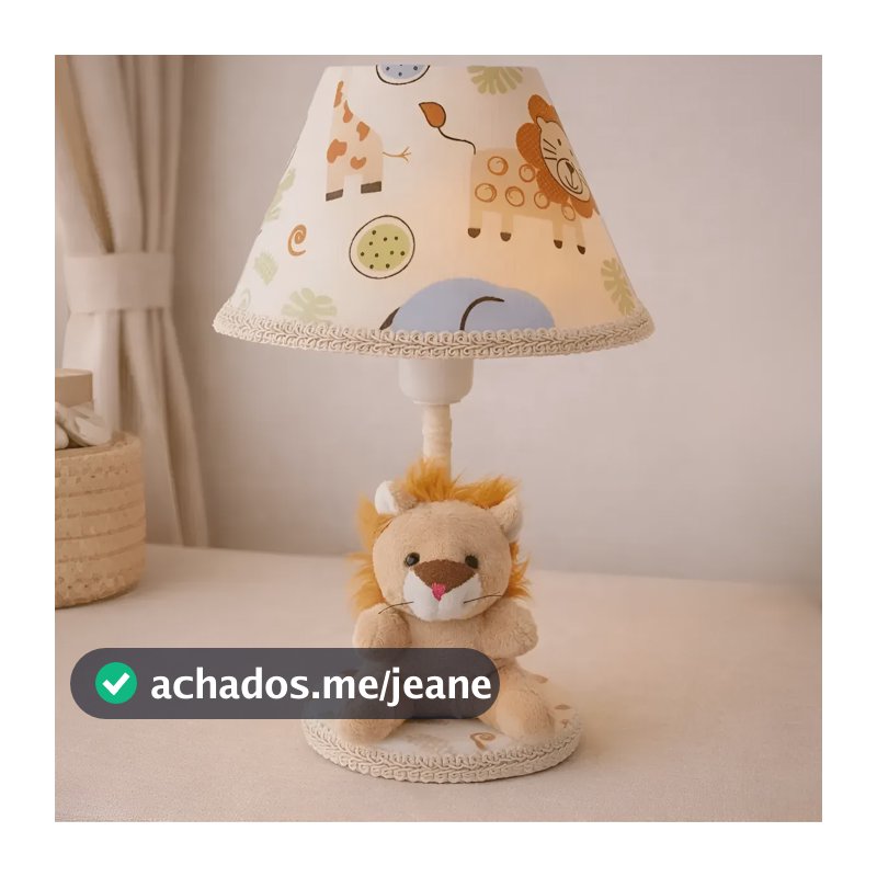Abajur Infantil Decoração Quarto Bebê E Criança Safari Bege