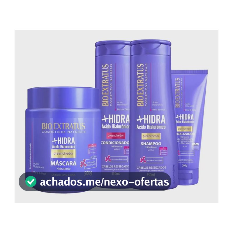Kit Shampoo, Condicionador, Máscara 500g, Finalizador Bio Extratus +Hidra de 1.4L 1.4kg