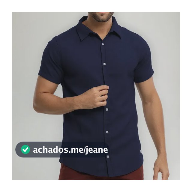 Camisa Masculina Linho Manga Curta Slim Fit Bamborra