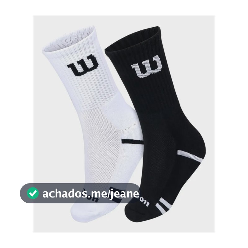Kit 2 Pares Meia Wilson Cano Longo Algodão Unissex 39-44 Br Preto E Branco W 39-44