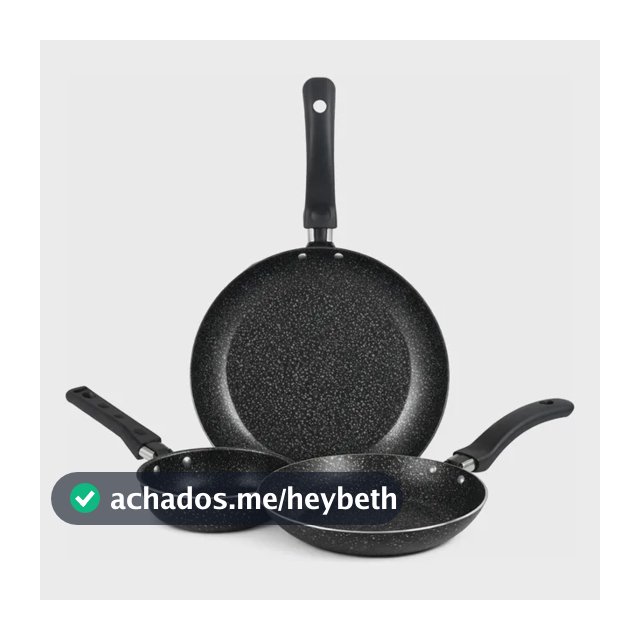 Jogo De Frigideiras Francesas 3 Peças 14 18 24cm Preto Nacional