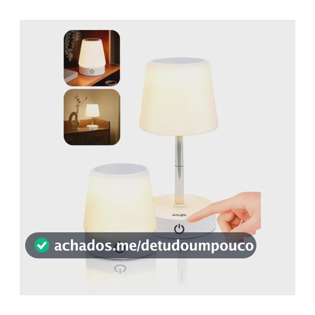 Abajur De Mesa Touch Luminária Led Recarregável Luz Aconchegante Para Quarto Sala Decoração Leitura Estudo Escritório Sem Fio Cúpula Altura Ajustável Lâmpada Amarela Cabeceira Moderna Bivolt Art Light
