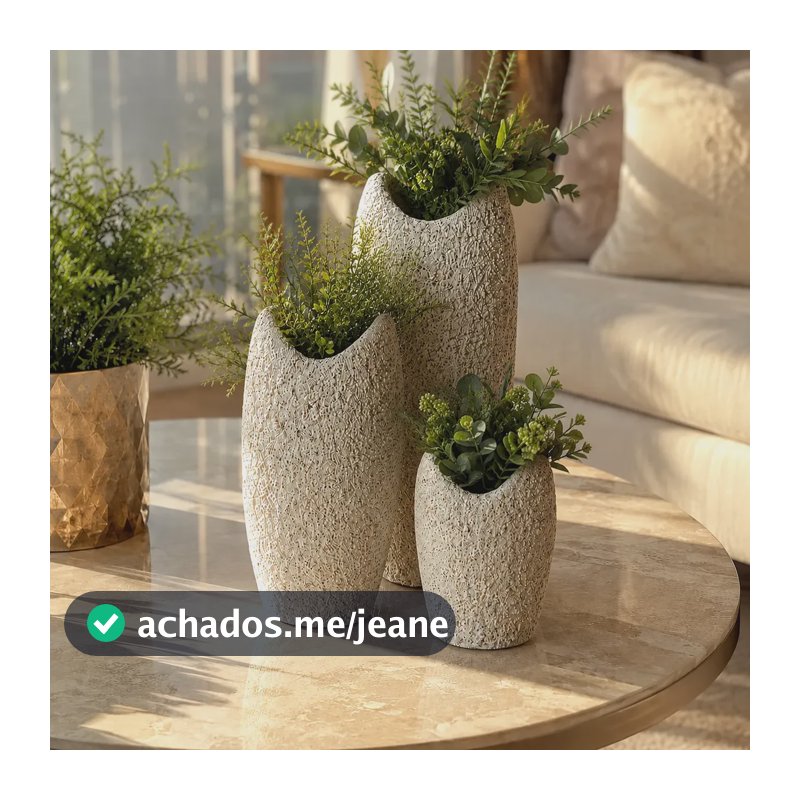 Kit 3 Vasos Cerâmica Elegante Moderno Para Decoração Cristal Mescla Fluida