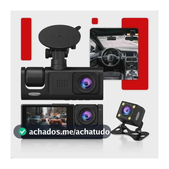 Camera Automotiva Veicular Carro 3 Câmeras Dianteira Frontal Traseira Ré Interna Hd 1080p Noturna Uber Taxi Segurança Gravadora Filmadora 360° Graus Mordecai