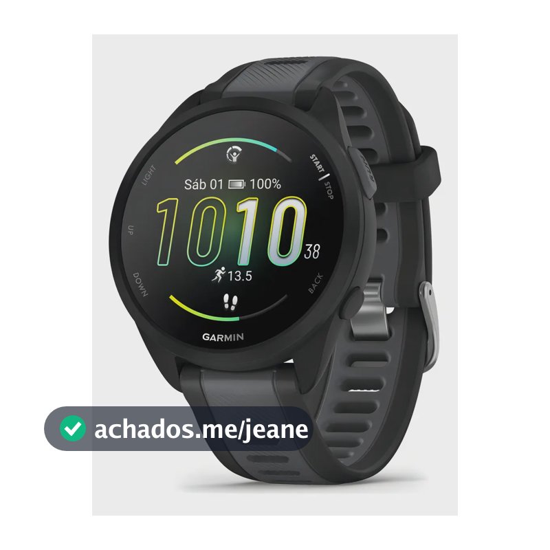 Relogio Garmin Forerunner 165 Esportivo 43mm Preto Cinza-metálico Correa Esportiva Preto