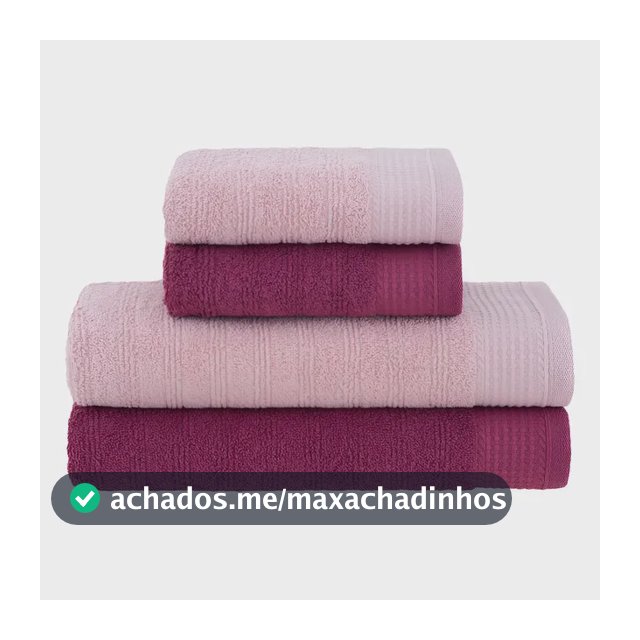 Jogo de toalhas de banho Buddemeyer Brisa 4pçs cor rosa e bordô