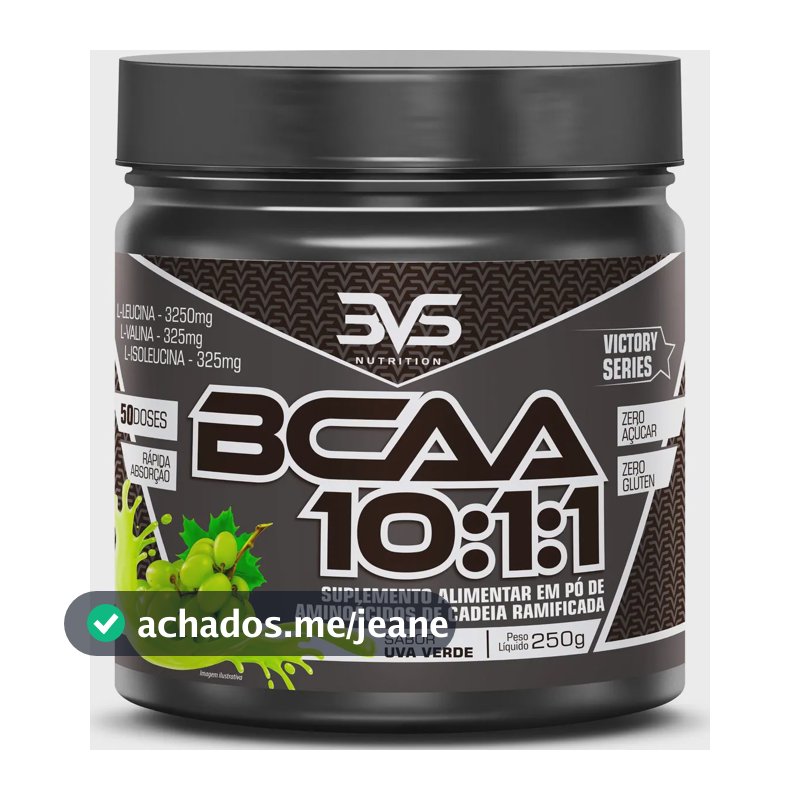 Bcaa Em Pó 10:1:1 Sabor: Uva Verde - Fórmula Exclusiva Ultra Concentrada Com 3900mg De Aminoácidos Por Dose - 250g