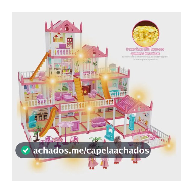 Casinha De Boneca Castelo Da Princesa 283 Pcs Rosa Com Quatro Bonecas