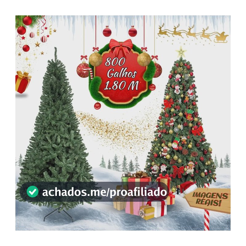 Árvore De Natal Pinheiro Canadense Luxo 1,80m 800 Galhos Tradicional Verde Imperial Premium Grande Cheia LuvinCo