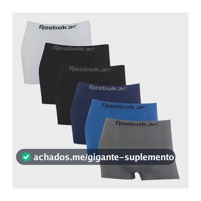 Kit 6 Cuecas Boxer Classic Reebok Microfibra Luxo Original