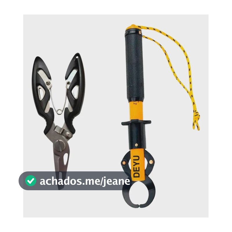 Kit Alicate Contenção Pesca Com Balança + Alicate Bico Curvo Amarelo