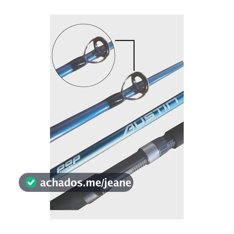 Vara Pop Fishing Austin 2,40mts 30-60lbs Carretilha 2partes Azul-aço