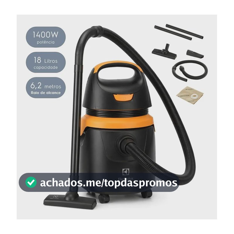 Aspirador de Pó e Água Electrolux Acqua Power 1400W 11L com Função Sopro, Rodas 360°, Alta Sucção e Acessórios para Limpeza Residencial e Automotiva AQP20