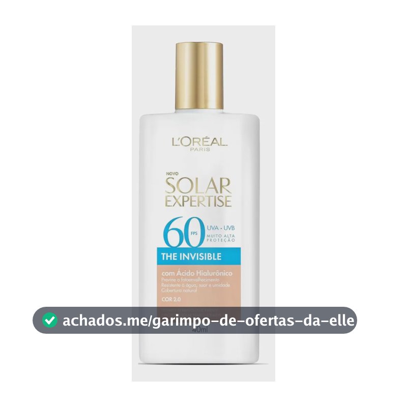 Protetor Solar Facial FPS 60, Textura Aquosa Ultraleve, Proteção Avançada Anti-Idade, Cor 2.0, Expertise The Invisible L’Oréal Paris Solar 40g
