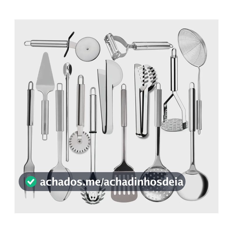 Kit 15 Utensílios Para Cozinha Em Aço Inox Jogo De Completo Aço Inox