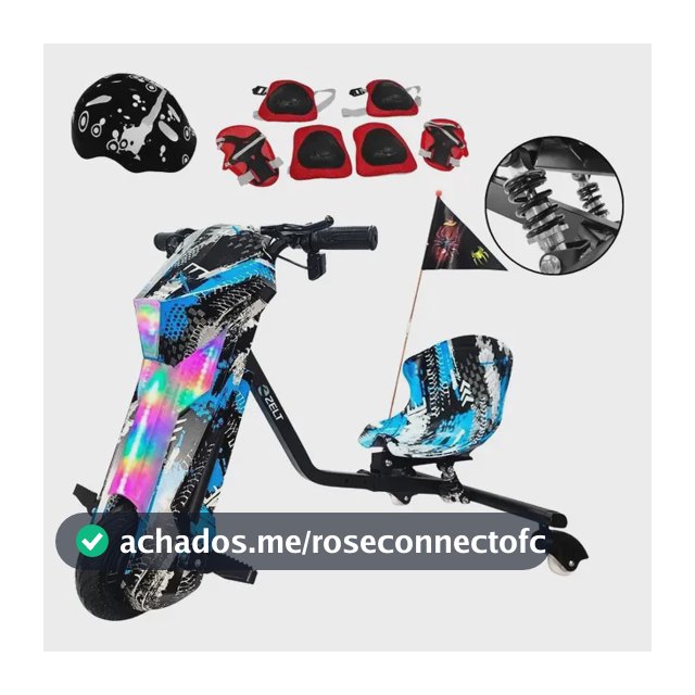 Triciclo Patinete Drift Com Amortecedor Roda Grande 8 Pol Elétrico 36v 20km/h Até 120kg Azul Zelt