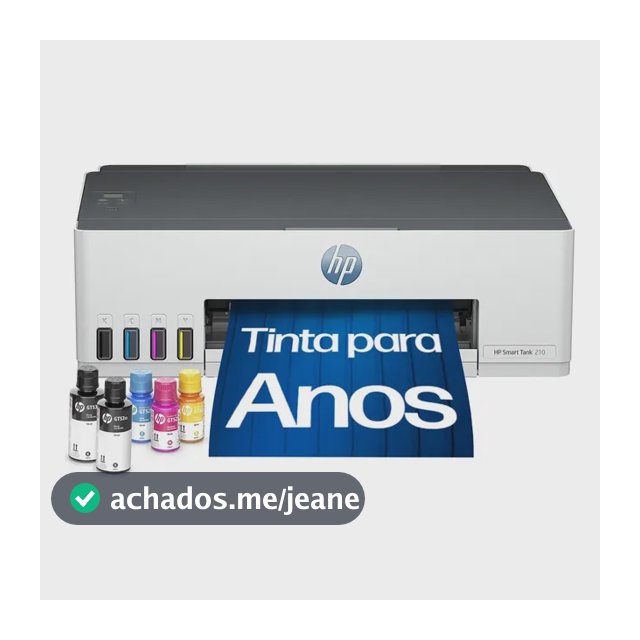 Impressora HP Smart Tank 210 com Tanque de Tinta Colorida - Com Wi-Fi - USB 2.0 de alta velocidade. Funções da impressora: Imprimir. Cor: ‎Branco (3D4L5A)