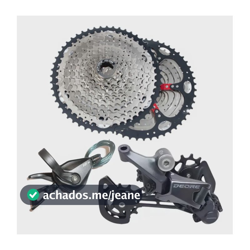 Kit Relação Cassete Catraca K7 X-time 12s 11/52t Dentes Cb Aço Inox/alumínio + Câmbio Deore M6100 Imp Traseiro 12v + Alavanca Passador Deore Cambio 12v Velocidades Traseiro Imp Bike Bicicleta Shimano