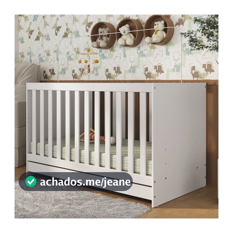 Berço 3 em 1 com Colchão Incluso Doce de Leite Multimóveis MP4244 Branco