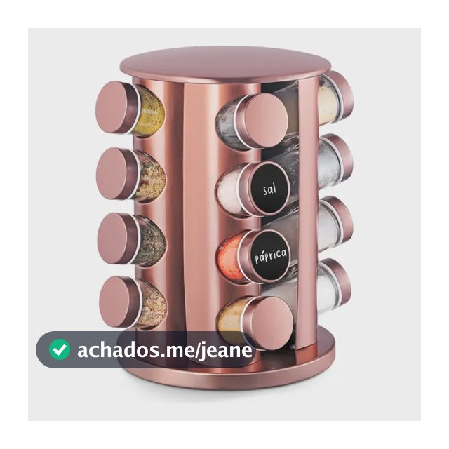 Porta Tempero Condimento 16 Potes Rose Redondo Giratório Rose Gold