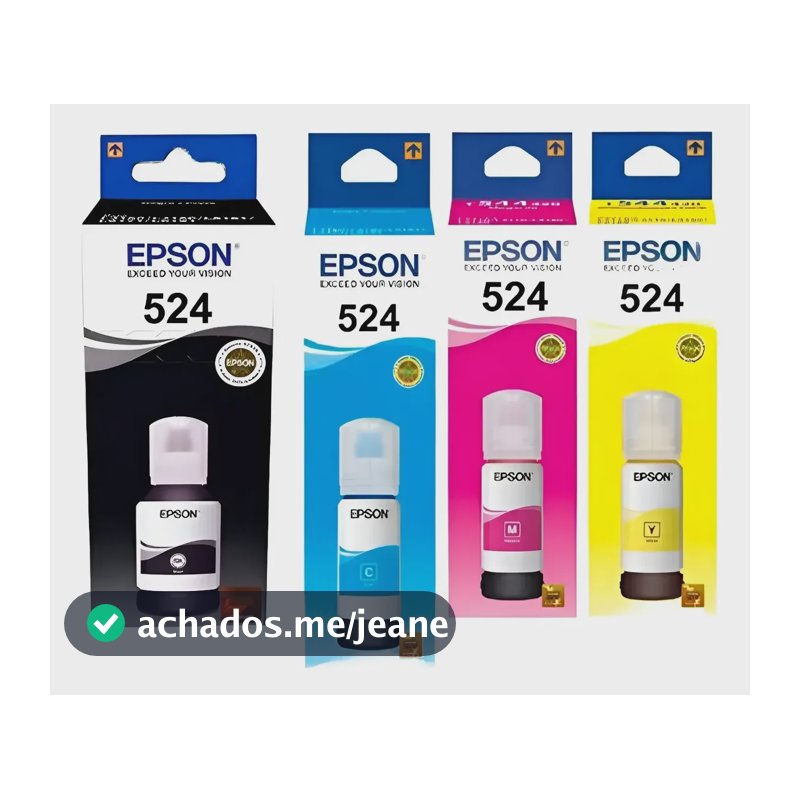 Tinta Original Epson T524 L15150 L15160 L6490 - Kit 04 Cores Magenta - Ciano - Amarelo - Preto