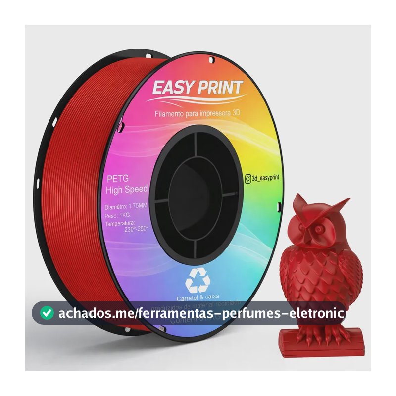 Filamento Petg Easy Print 3d Premium Impressão High Speed E High Fluid 1.75mm Para Impressora 3d Vermelho