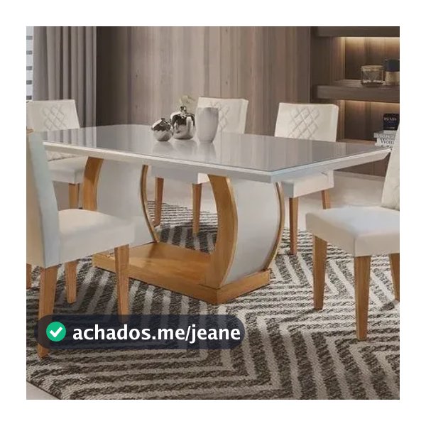 Conjunto Sala De Jantar Mesa Tampo De Vidro 6 Cadeiras Imbuia/veludo Creme