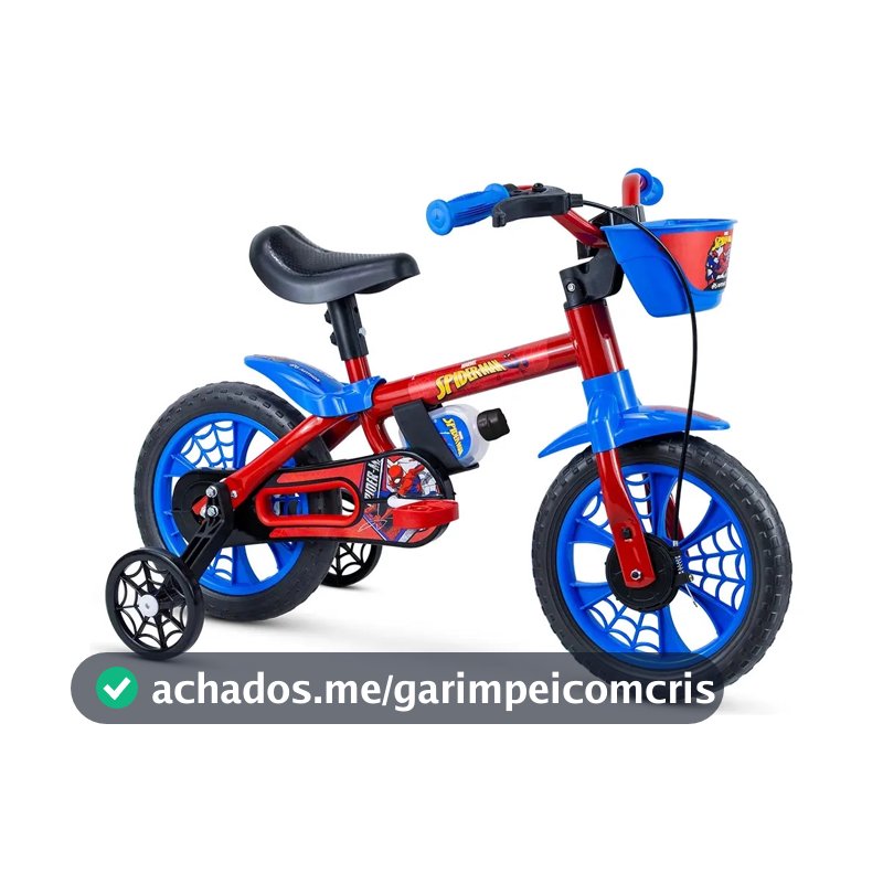 Bicicleta Infantil 2–5 Anos Nathor Homem-Aranha Aro 12 azul/vermelho com rodinhas