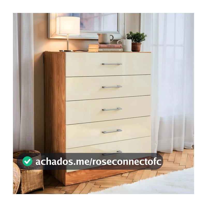 Cômoda Gaveteiro Organizadora Grande Para Roupas Com 5 Gavetas Blue Moby Quarto Com Off-white/nature