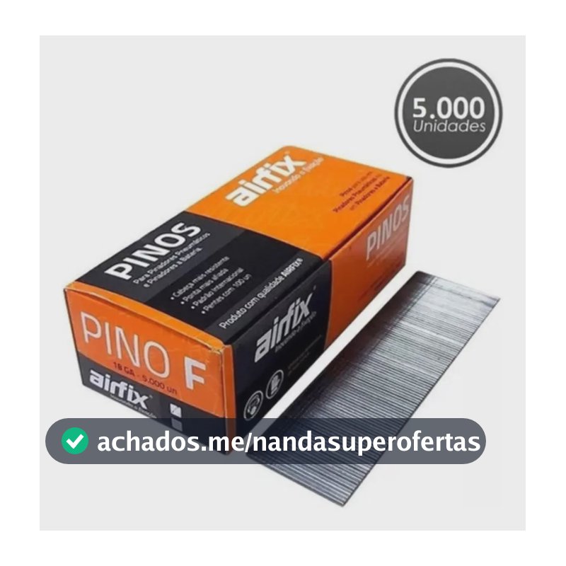 Pino F25 Airfix C/5000 Un Galvanizado Pinador Pneumatico Cor Cinza