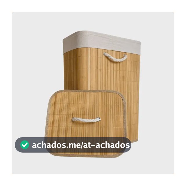 Cesto de Roupa Bambu Retangular de 72L com Tampa e Forro de Linho
