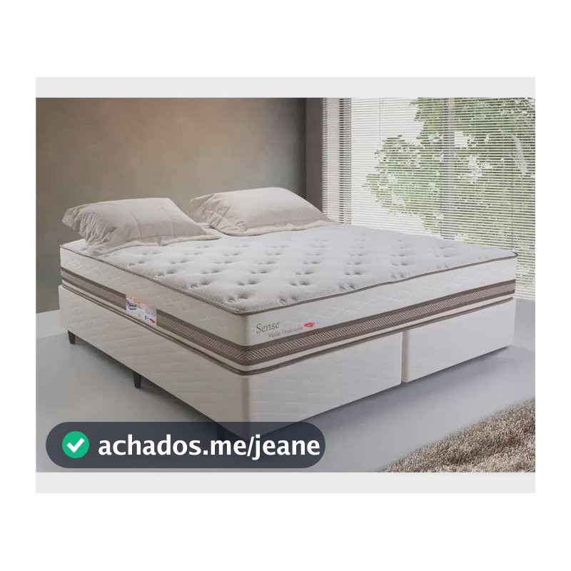 Cama Box King Size Herval Colchão Molas Ensacadas Bege