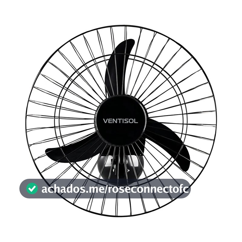 Ventilador Osc Parede 50cm Preto Grade Aco Ventisol 50 Cm 3 Pás