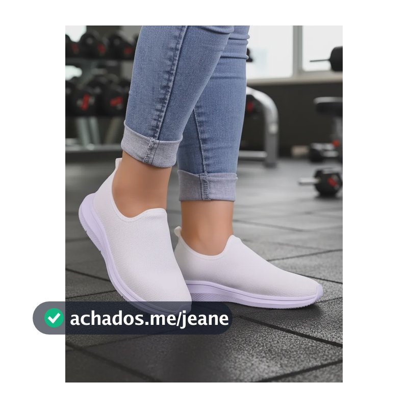 Tênis Feminino Meia S/ Cadarço Slip On Fácil Calçar Academia Branco 39,0 Br
