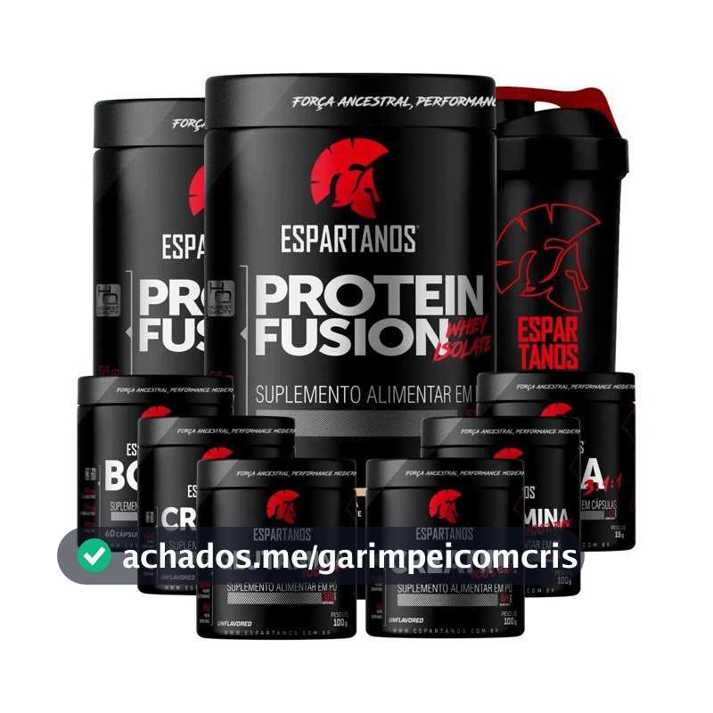 Kit 2x Whey Fusion + 2x Bcaa + 2x Crea + 2x Glutamina + Copo Sabor Baunilha+Baunilha